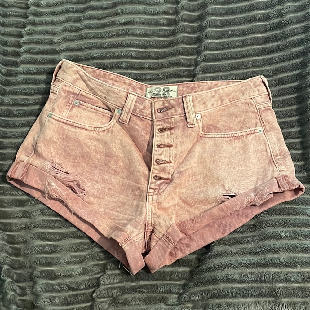 Free people acid washed pink jean shorts